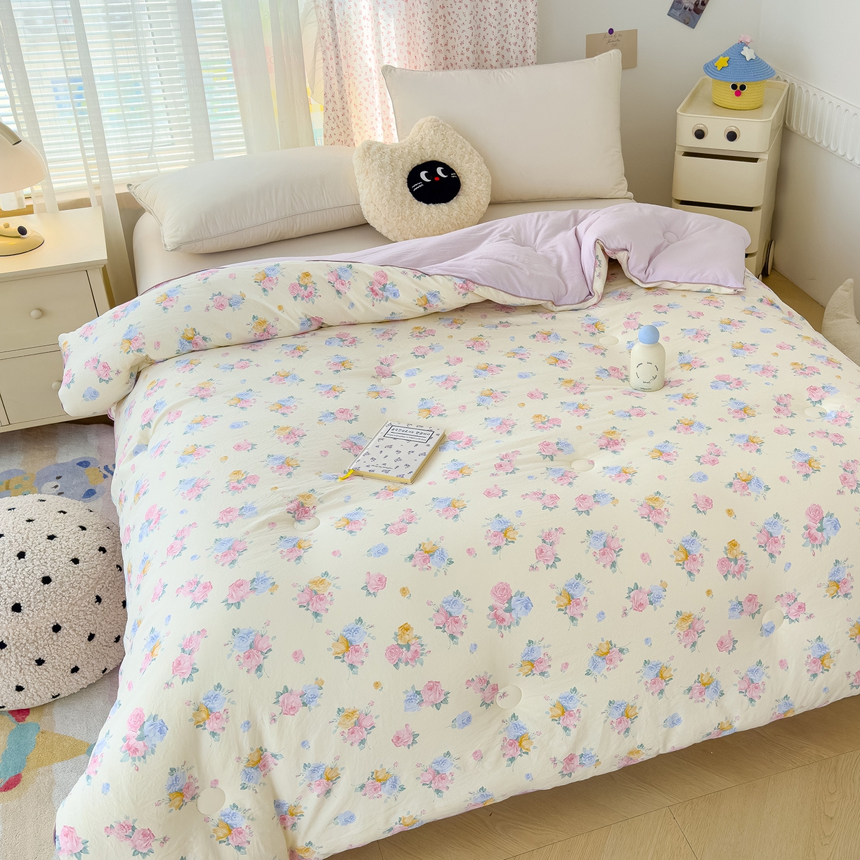 91家纺网 家纺一手货源 找家纺 蓝冰家纺 2025新款亚朵棉印花大豆冬被被子被芯 晚秋