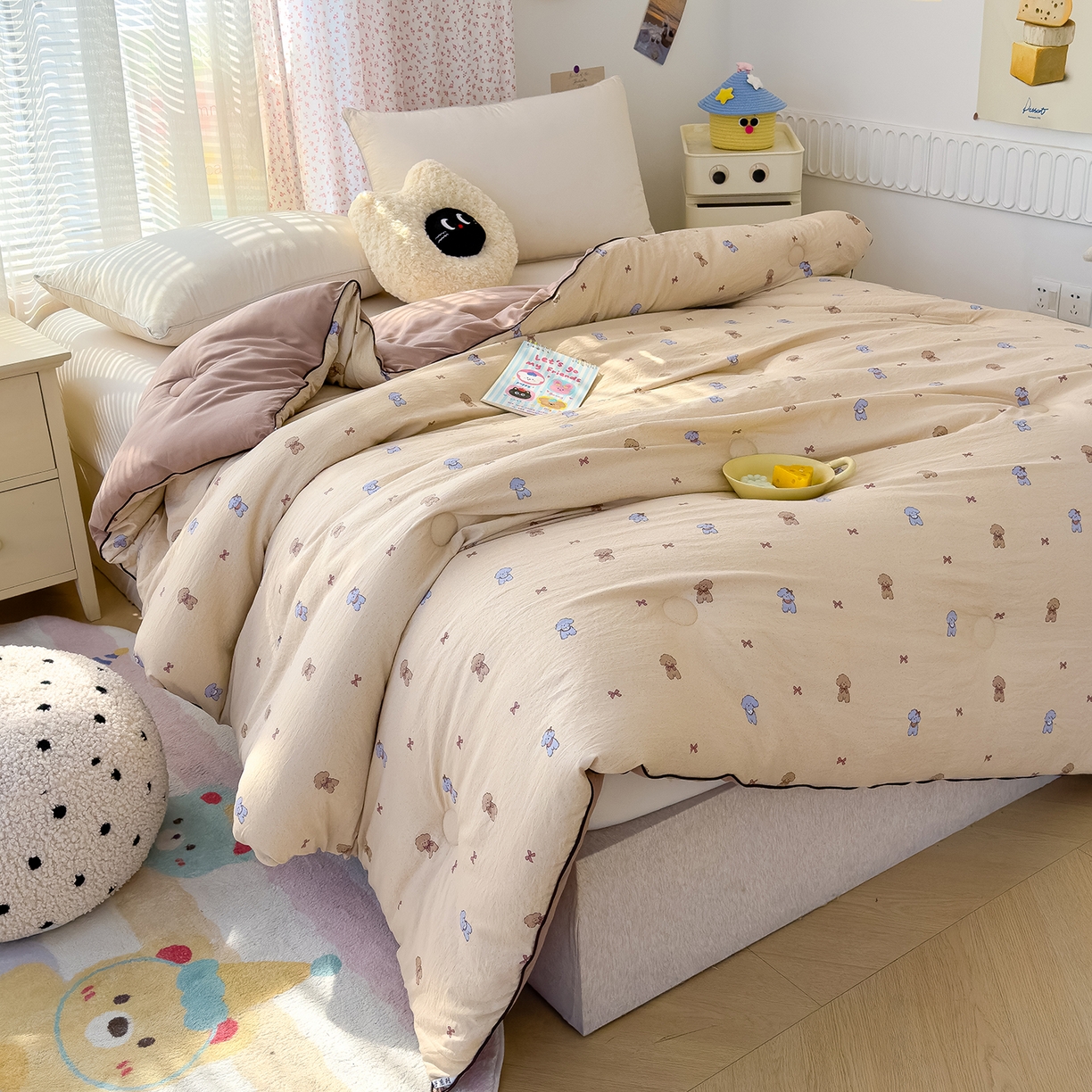 91家纺网 家纺一手货源 找家纺 （总）蓝冰家纺 2025新款亚朵棉印花大豆冬被被子被芯