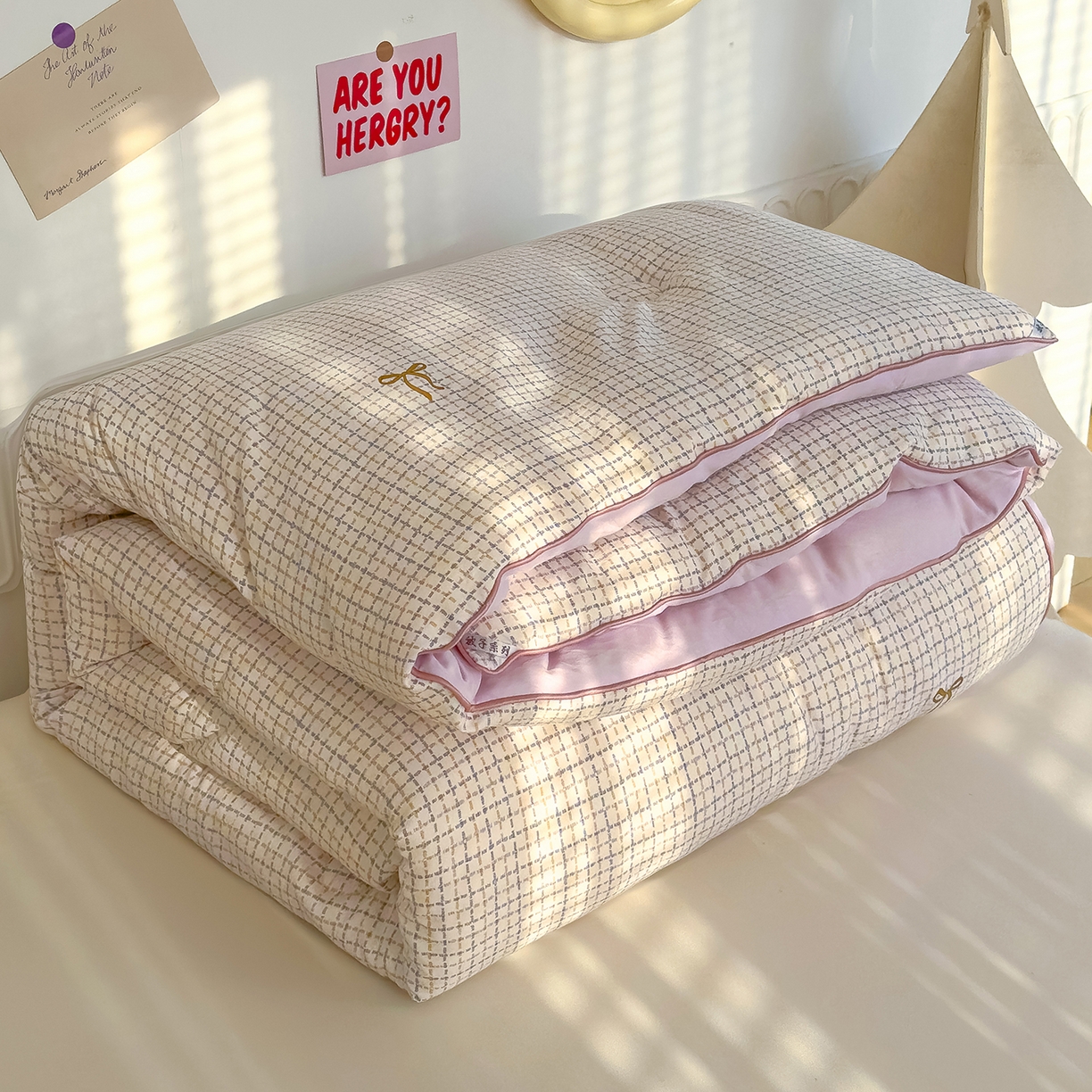 91家纺网 家纺一手货源 找家纺 蓝冰家纺 2025新款亚朵棉印花大豆冬被被子被芯 春日苍蓝