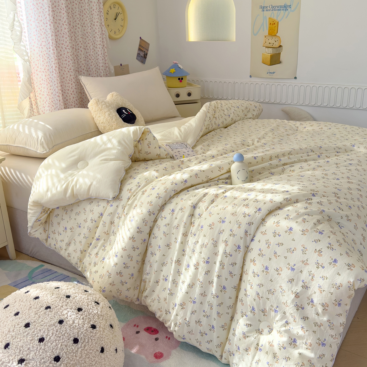 91家纺网 家纺一手货源 找家纺 蓝冰家纺 2025新款亚朵棉印花大豆冬被被子被芯 知春