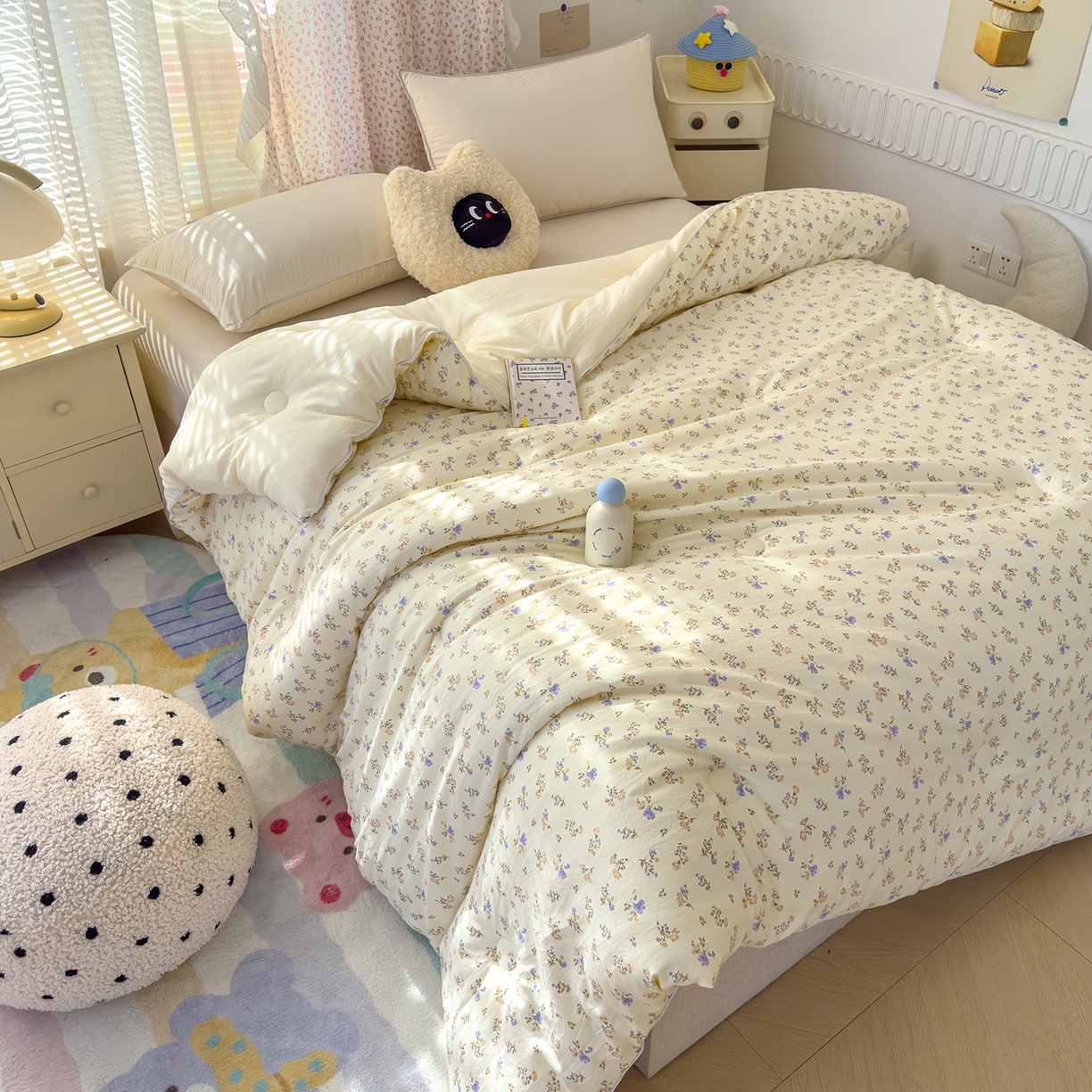 91家纺网 家纺一手货源 找家纺 蓝冰家纺 2025新款亚朵棉印花大豆冬被被子被芯 知春