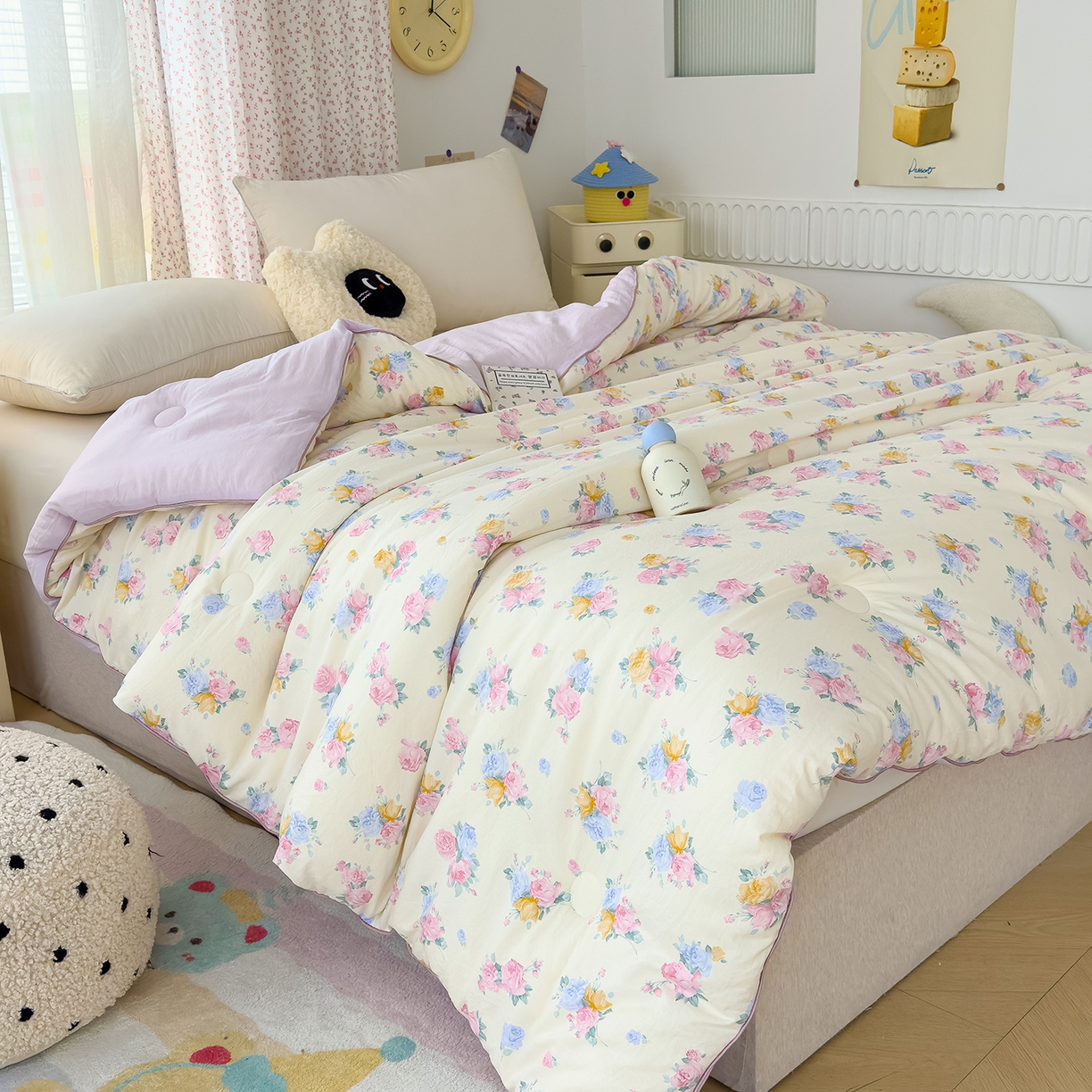 91家纺网 家纺一手货源 找家纺 蓝冰家纺 2025新款亚朵棉印花大豆冬被被子被芯 晚秋