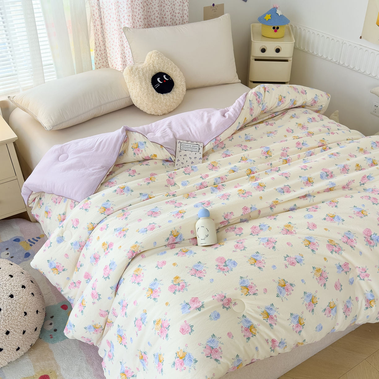 91家纺网 家纺一手货源 找家纺 蓝冰家纺 2025新款亚朵棉印花大豆冬被被子被芯 晚秋