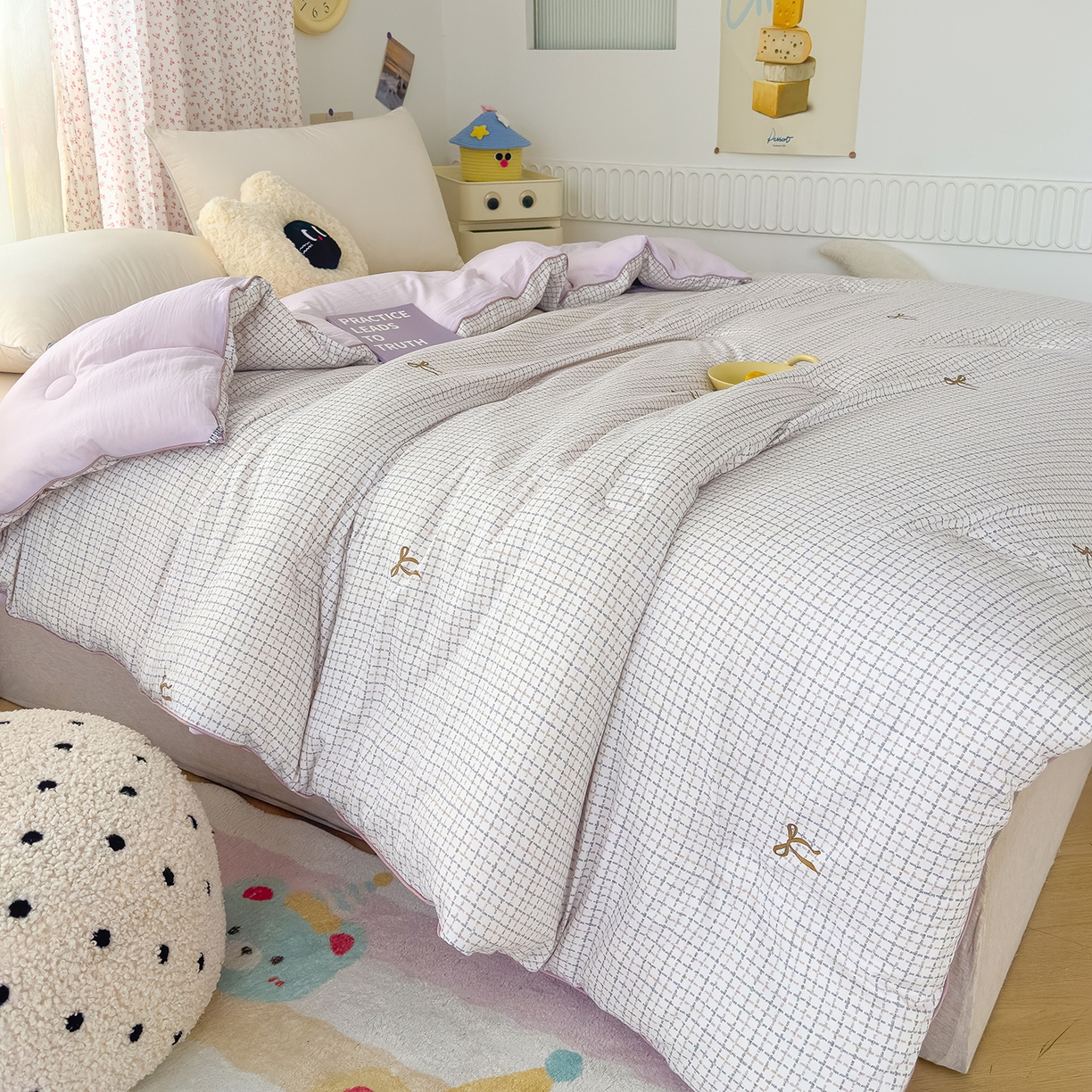 91家纺网 家纺一手货源 找家纺 蓝冰家纺 2025新款亚朵棉印花大豆冬被被子被芯 春日苍蓝