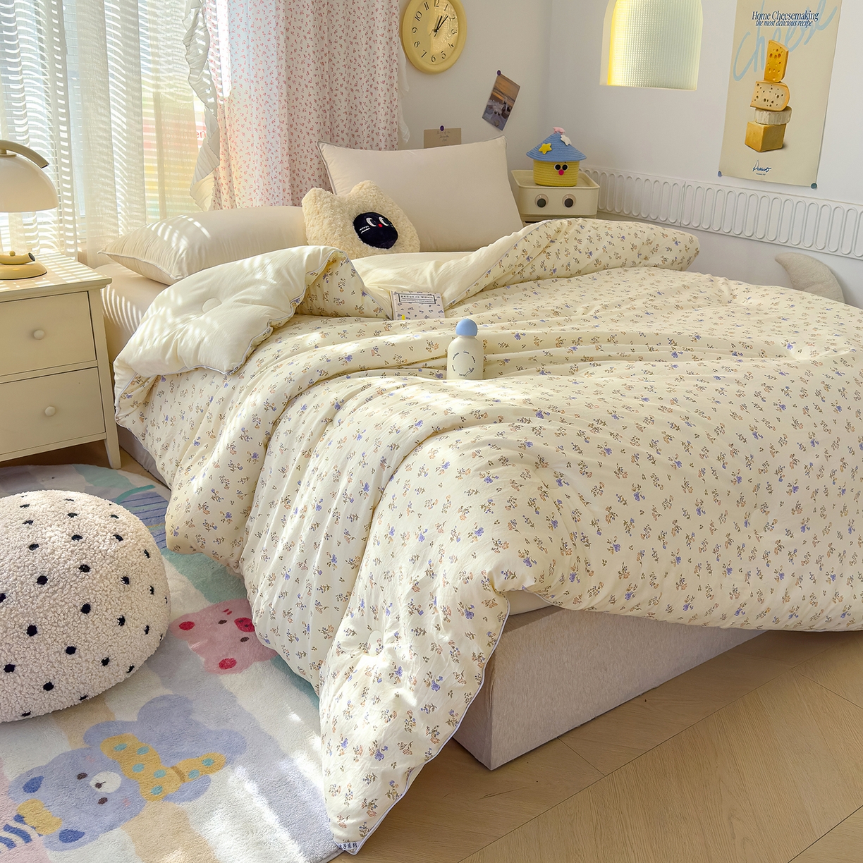 91家纺网 家纺一手货源 找家纺 蓝冰家纺 2025新款亚朵棉印花大豆冬被被子被芯 知春