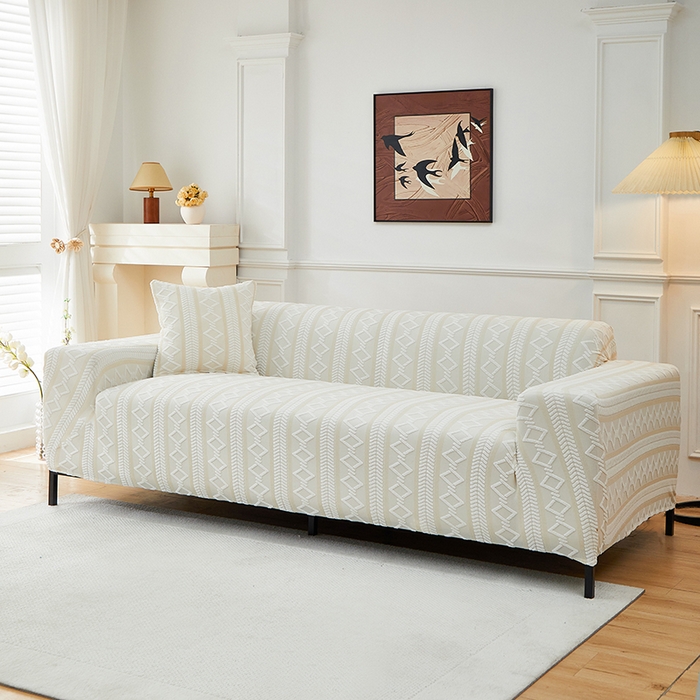 91家纺网 家纺一手货源 找家纺 飞翔家纺 2025新款棕菱沙发套沙发垫 棕菱-米色