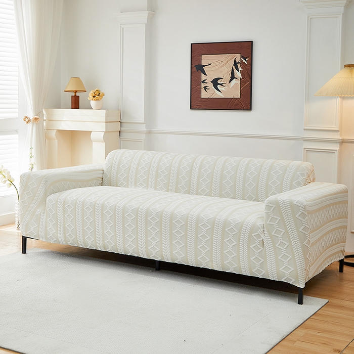 91家纺网 家纺一手货源 找家纺 飞翔家纺 2025新款棕菱沙发套沙发垫 棕菱-米色