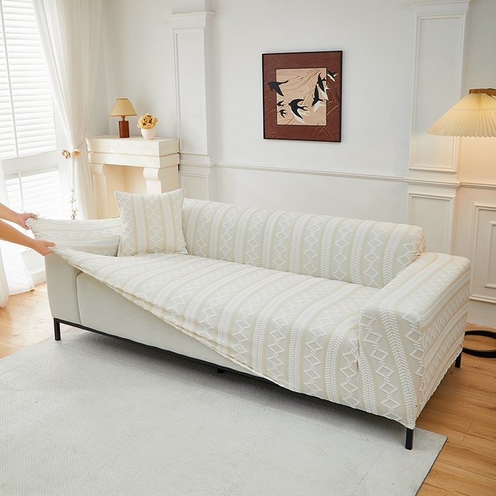 91家纺网 家纺一手货源 找家纺 飞翔家纺 2025新款棕菱沙发套沙发垫 棕菱-米色