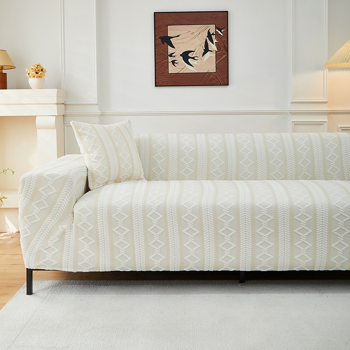 91家纺网 家纺一手货源 找家纺 飞翔家纺 2025新款棕菱沙发套沙发垫 棕菱-米色