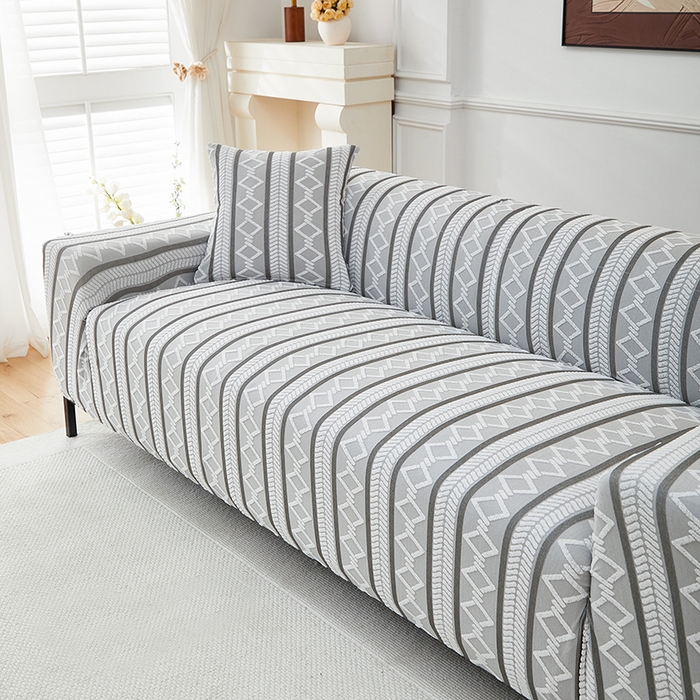 91家纺网 家纺一手货源 找家纺 飞翔家纺 2025新款棕菱沙发套沙发垫 棕菱-浅灰