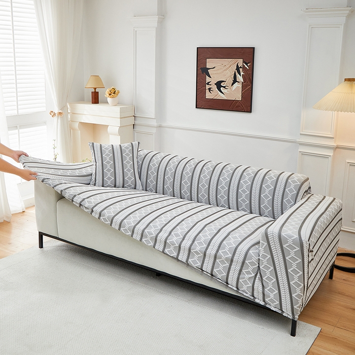 91家纺网 家纺一手货源 找家纺 飞翔家纺 2025新款棕菱沙发套沙发垫 棕菱-浅灰