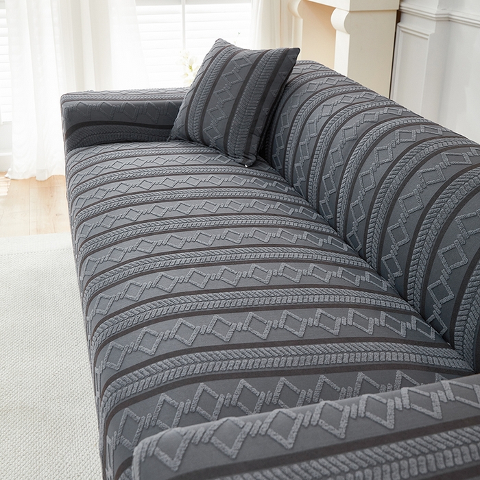 91家纺网 家纺一手货源 找家纺 飞翔家纺 2025新款棕菱沙发套沙发垫 棕菱-深灰