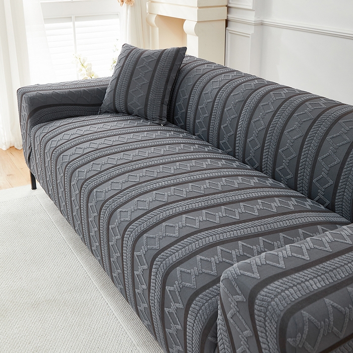 91家纺网 家纺一手货源 找家纺 飞翔家纺 2025新款棕菱沙发套沙发垫 棕菱-深灰