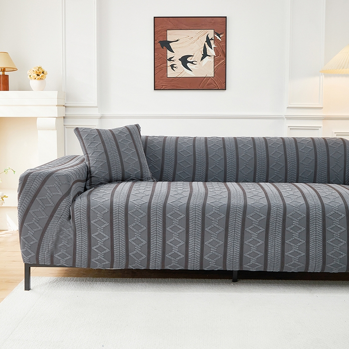 91家纺网 家纺一手货源 找家纺 飞翔家纺 2025新款棕菱沙发套沙发垫 棕菱-深灰