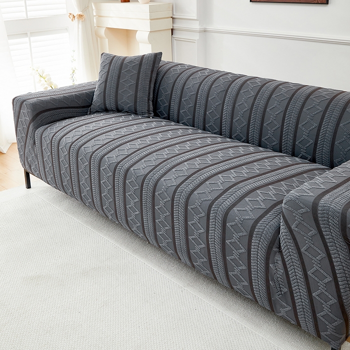 91家纺网 家纺一手货源 找家纺 飞翔家纺 2025新款棕菱沙发套沙发垫 棕菱-深灰