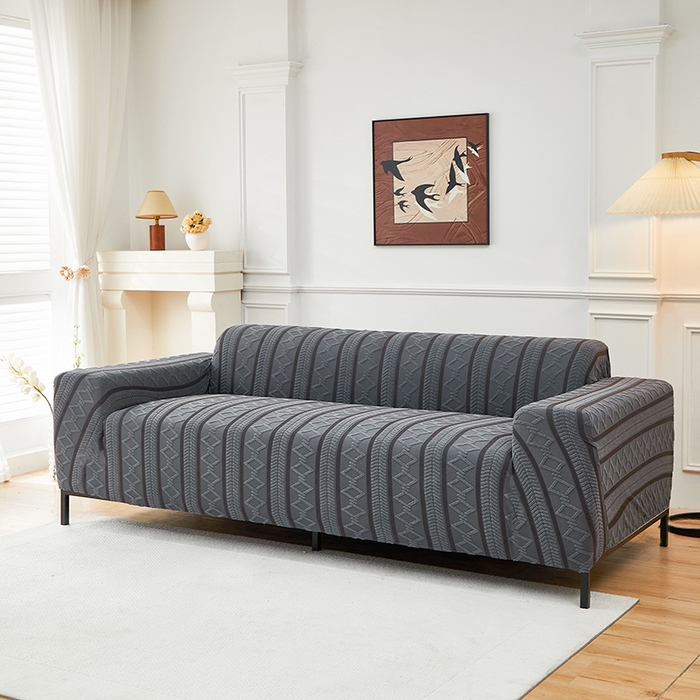 91家纺网 家纺一手货源 找家纺 飞翔家纺 2025新款棕菱沙发套沙发垫 棕菱-深灰