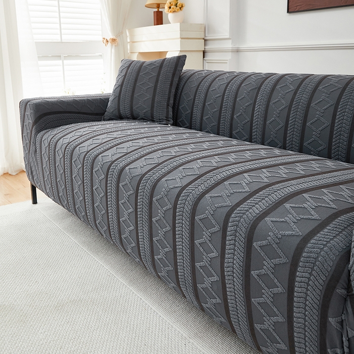 91家纺网 家纺一手货源 找家纺 飞翔家纺 2025新款棕菱沙发套沙发垫 棕菱-深灰