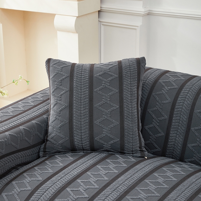 91家纺网 家纺一手货源 找家纺 飞翔家纺 2025新款棕菱沙发套沙发垫 棕菱-深灰