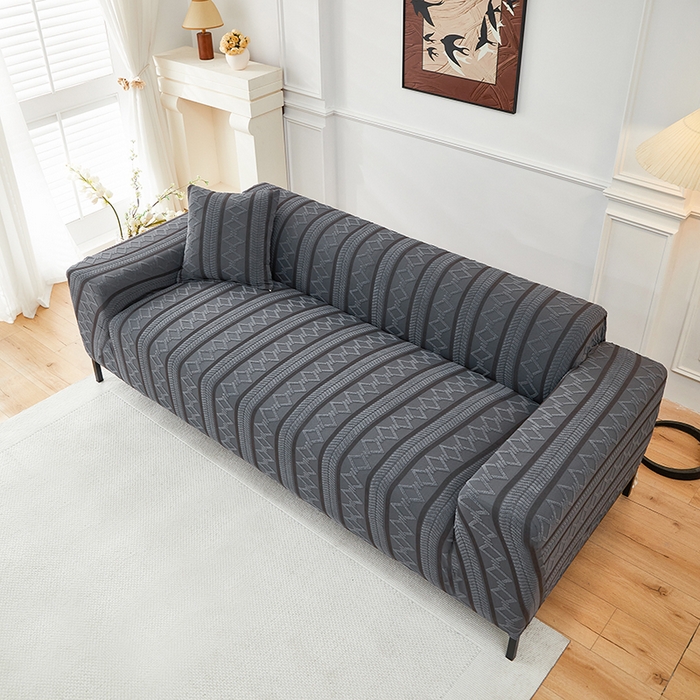 91家纺网 家纺一手货源 找家纺 飞翔家纺 2025新款棕菱沙发套沙发垫 棕菱-深灰