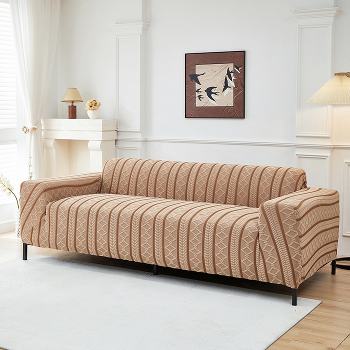 91家纺网 家纺一手货源 找家纺 飞翔家纺 2025新款棕菱沙发套沙发垫 棕菱-驼色