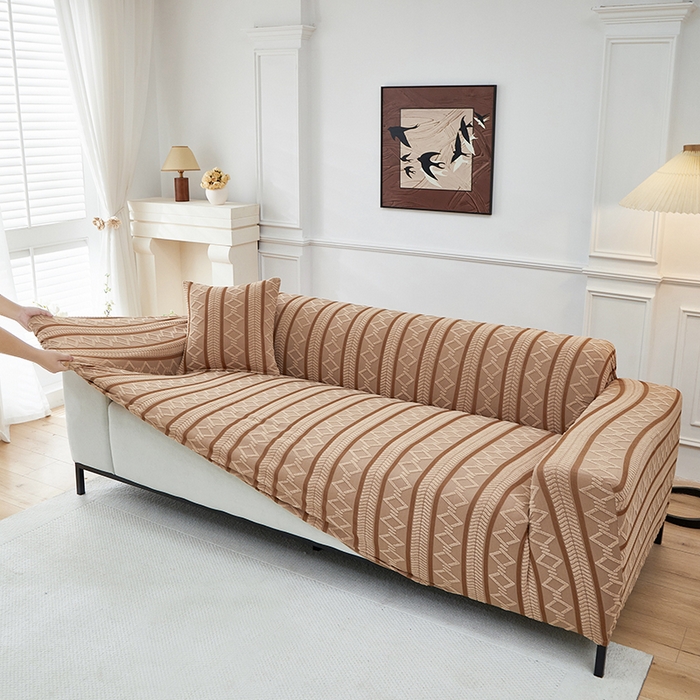 91家纺网 家纺一手货源 找家纺 飞翔家纺 2025新款棕菱沙发套沙发垫 棕菱-驼色