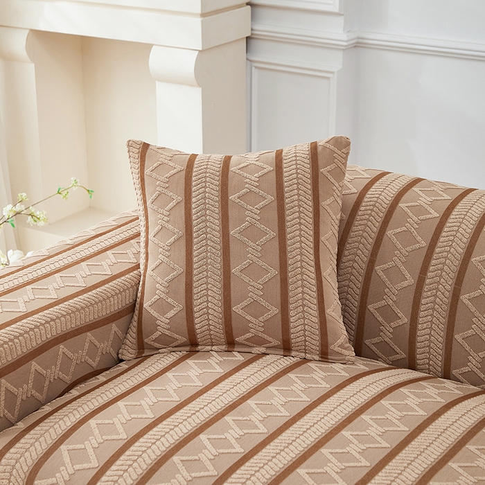 91家纺网 家纺一手货源 找家纺 飞翔家纺 2025新款棕菱沙发套沙发垫 棕菱-驼色