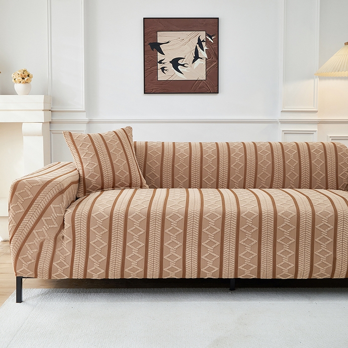 91家纺网 家纺一手货源 找家纺 飞翔家纺 2025新款棕菱沙发套沙发垫 棕菱-驼色