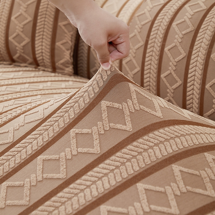 91家纺网 家纺一手货源 找家纺 飞翔家纺 2025新款棕菱沙发套沙发垫 棕菱-驼色