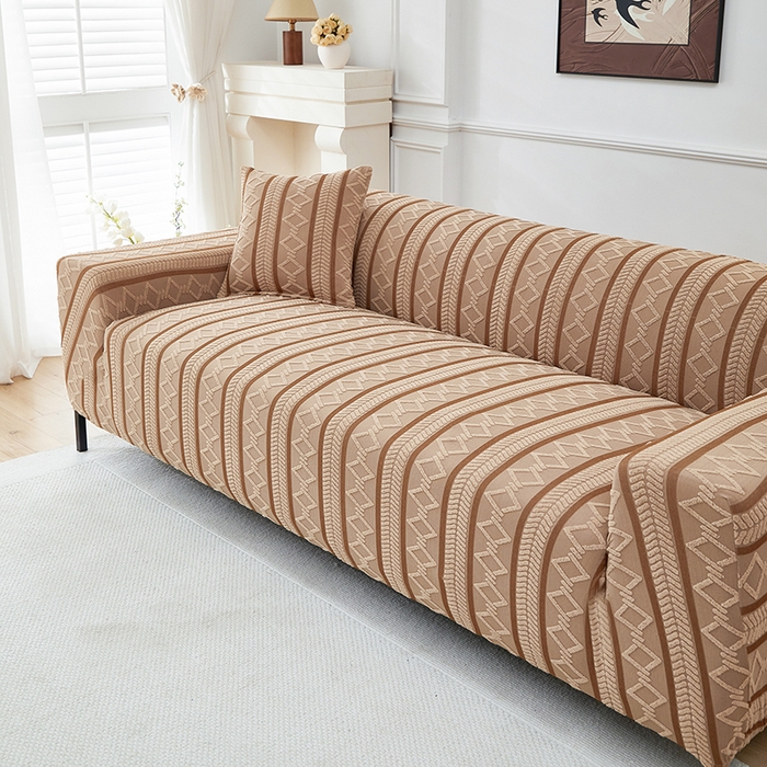 91家纺网 家纺一手货源 找家纺 飞翔家纺 2025新款棕菱沙发套沙发垫 棕菱-驼色