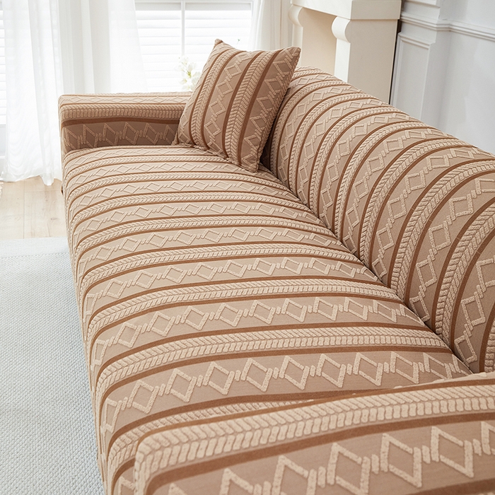 91家纺网 家纺一手货源 找家纺 飞翔家纺 2025新款棕菱沙发套沙发垫 棕菱-驼色