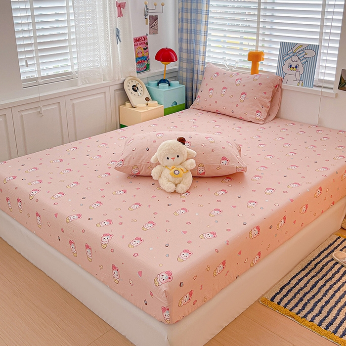 91家纺网 家纺一手货源 找家纺 维娜斯家纺 2025新款A类水洗棉双层纱床笠单件 小兔莉莉