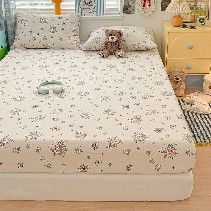 91家纺网 家纺一手货源 找家纺 维娜斯家纺 2025新款A类水洗棉双层纱床笠单件 悠然南山