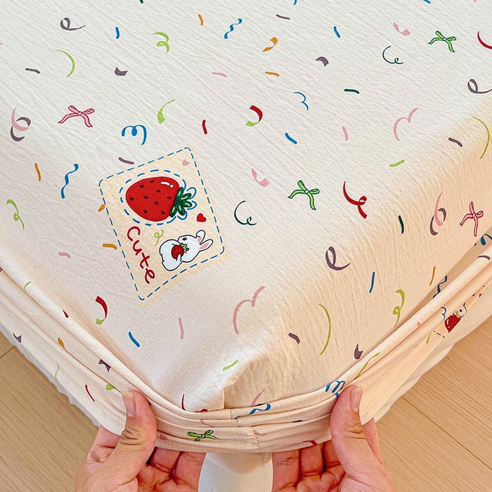 91家纺网 家纺一手货源 找家纺 维娜斯家纺 2025新款A类水洗棉双层纱床笠单件 森林派对