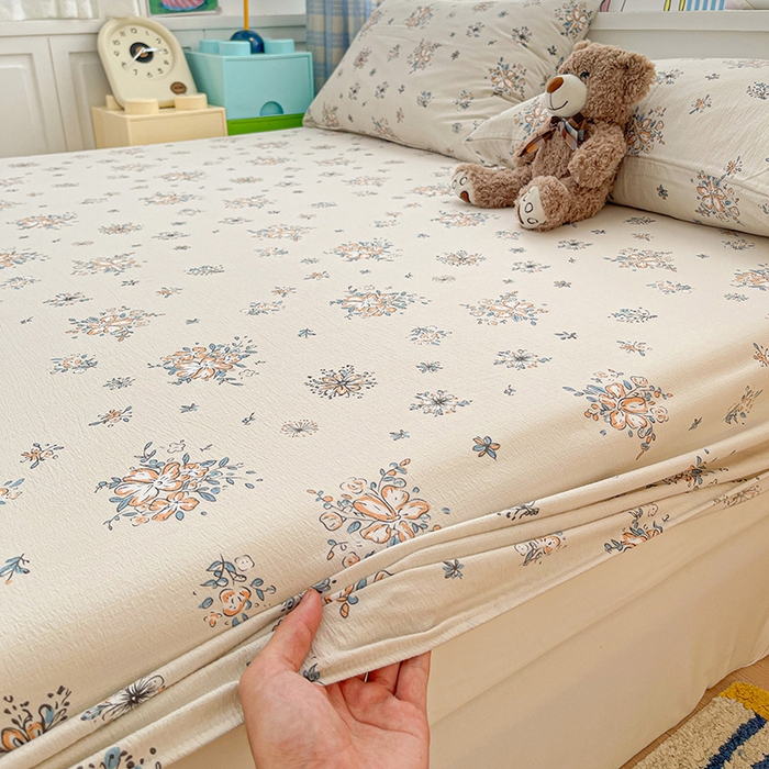 91家纺网 家纺一手货源 找家纺 维娜斯家纺 2025新款A类水洗棉双层纱床笠单件 悠然南山