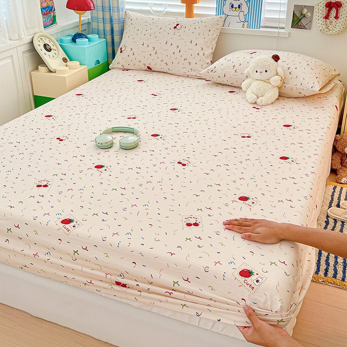 91家纺网 家纺一手货源 找家纺 维娜斯家纺 2025新款A类水洗棉双层纱床笠单件 森林派对