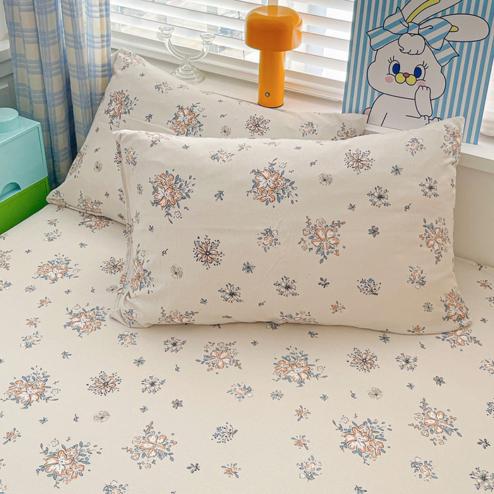 91家纺网 家纺一手货源 找家纺 维娜斯家纺 2025新款A类水洗棉双层纱床笠单件 悠然南山