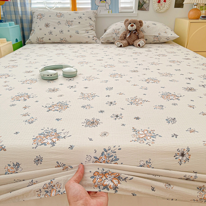 91家纺网 家纺一手货源 找家纺 维娜斯家纺 2025新款A类水洗棉双层纱床笠单件 悠然南山