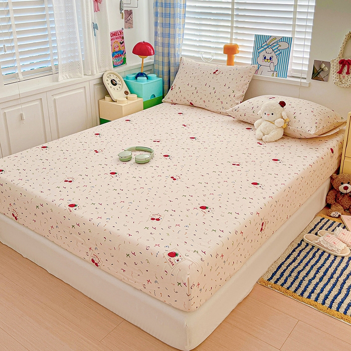 91家纺网 家纺一手货源 找家纺 维娜斯家纺 2025新款A类水洗棉双层纱床笠单件 森林派对