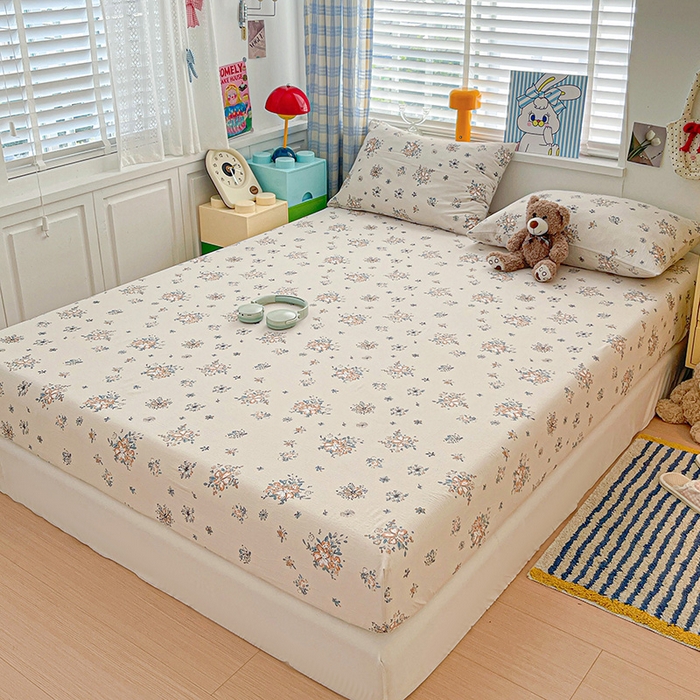 91家纺网 家纺一手货源 找家纺 维娜斯家纺 2025新款A类水洗棉双层纱床笠单件 悠然南山