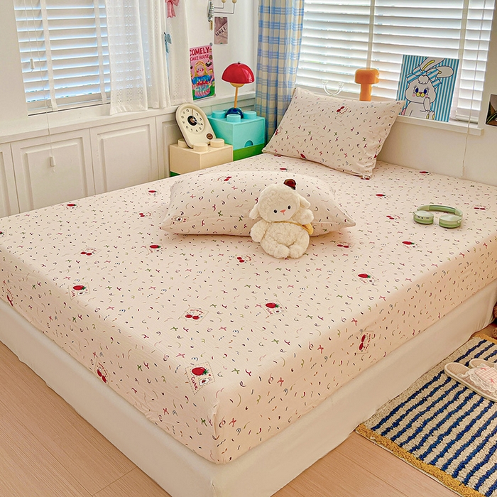 91家纺网 家纺一手货源 找家纺 维娜斯家纺 2025新款A类水洗棉双层纱床笠单件 森林派对