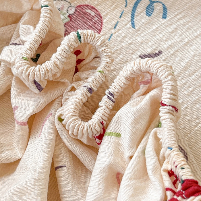 91家纺网 家纺一手货源 找家纺 维娜斯家纺 2025新款A类水洗棉双层纱床笠单件 森林派对