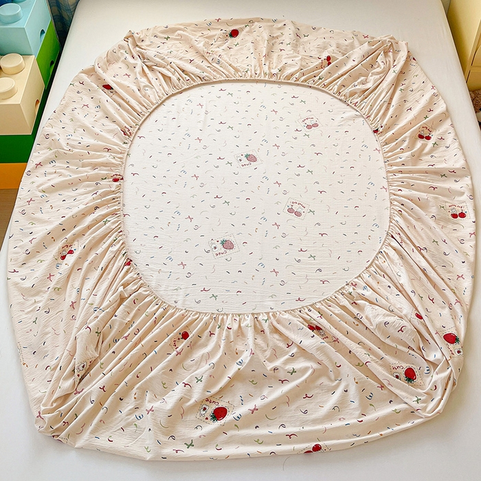 91家纺网 家纺一手货源 找家纺 维娜斯家纺 2025新款A类水洗棉双层纱床笠单件 森林派对