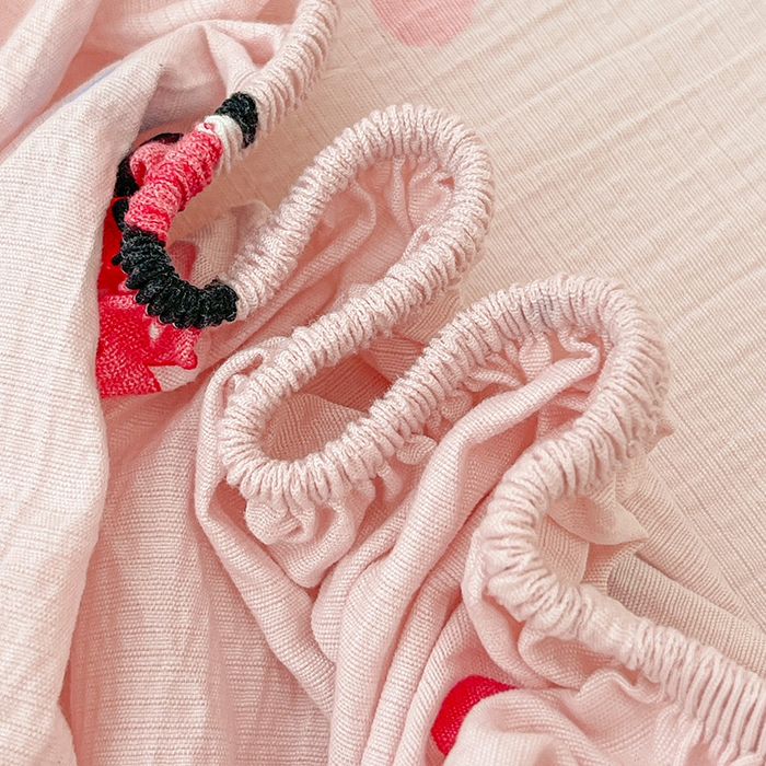 91家纺网 家纺一手货源 找家纺 维娜斯家纺 2025新款A类水洗棉双层纱床笠单件 可爱猫咪