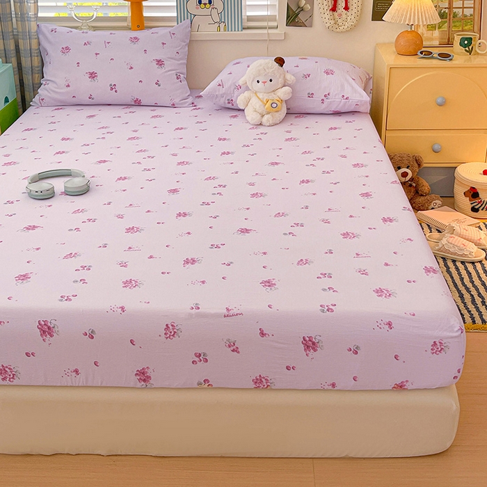 91家纺网 家纺一手货源 找家纺 维娜斯家纺 2025新款A类水洗棉双层纱床笠单件 夏日盛果