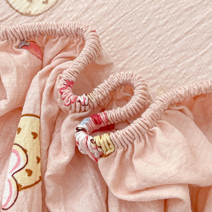 91家纺网 家纺一手货源 找家纺 维娜斯家纺 2025新款A类水洗棉双层纱床笠单件 小兔莉莉