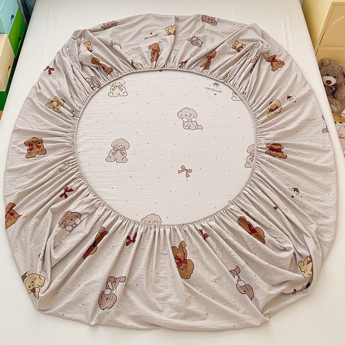 91家纺网 家纺一手货源 找家纺 维娜斯家纺 2025新款A类水洗棉双层纱床笠单件 甜心派对