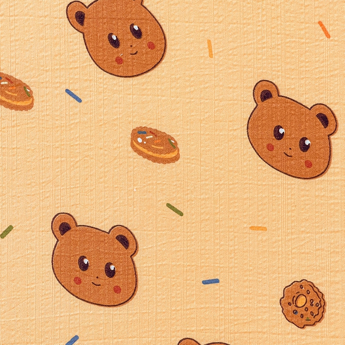 91家纺网 家纺一手货源 找家纺 维娜斯家纺 2025新款A类水洗棉双层纱床笠单件 小熊派对