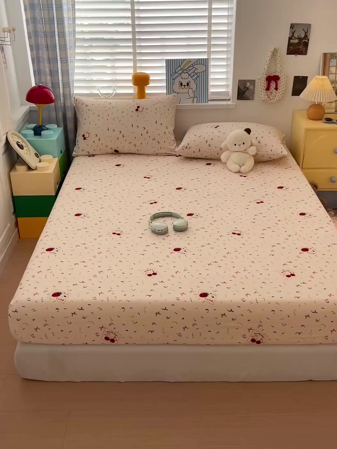 91家纺网 家纺一手货源 找家纺 维娜斯家纺 2025新款A类水洗棉双层纱床笠单件 森林派对