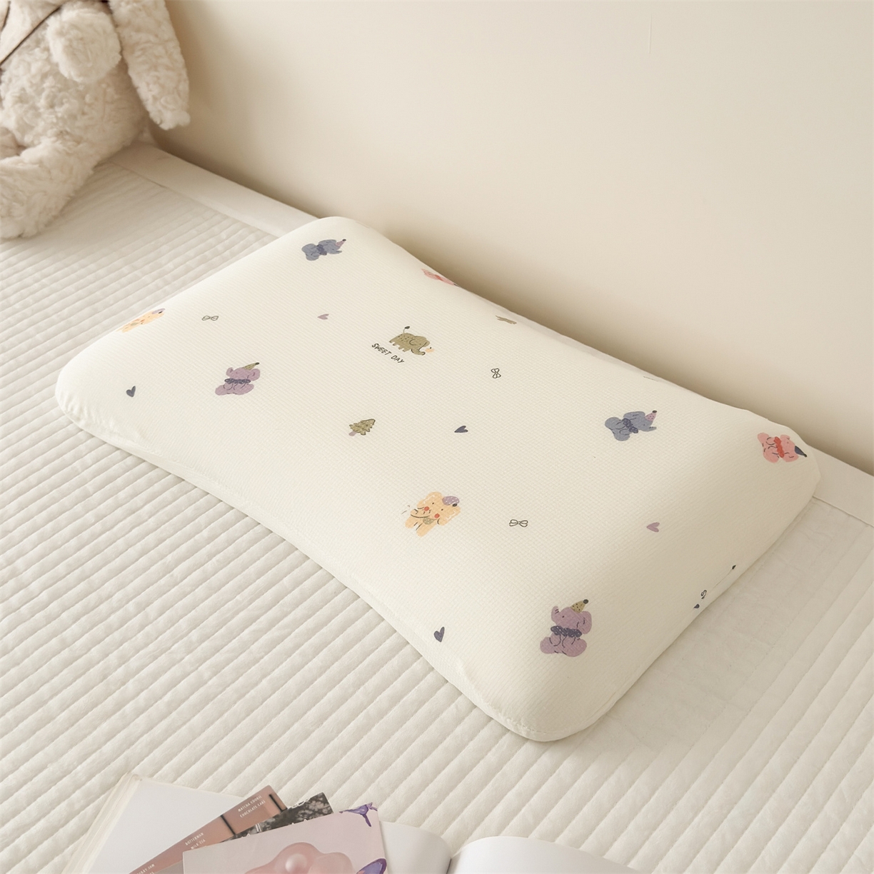 91家纺网 家纺一手货源 找家纺 麦肯锡 2025新款可爱碎花儿童记忆枕-终版 小象乐园