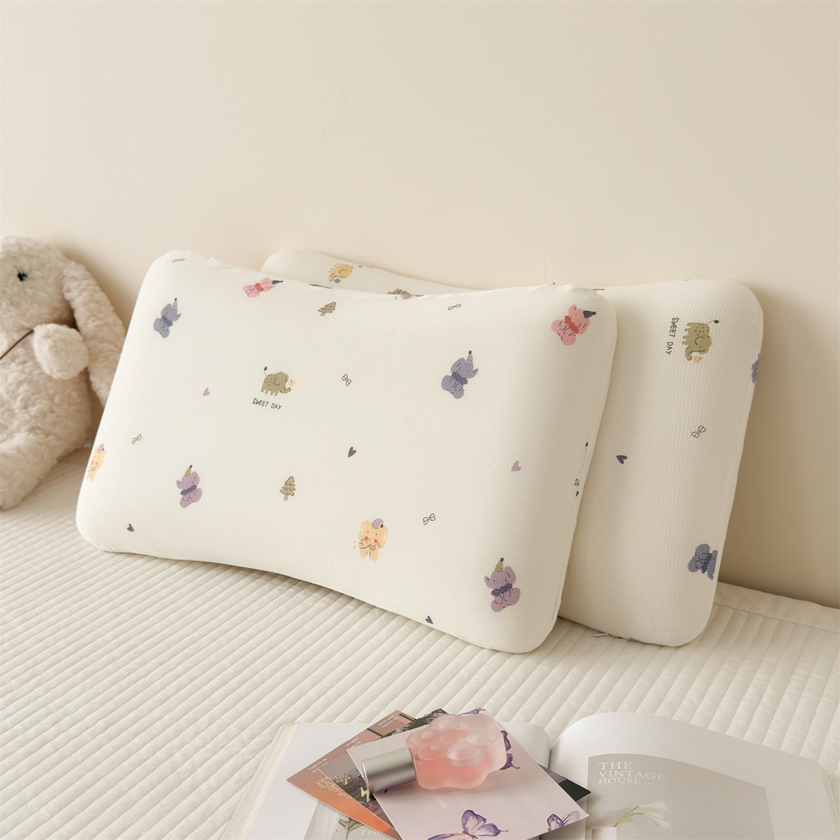 91家纺网 家纺一手货源 找家纺 麦肯锡 2025新款可爱碎花儿童记忆枕-终版 小象乐园